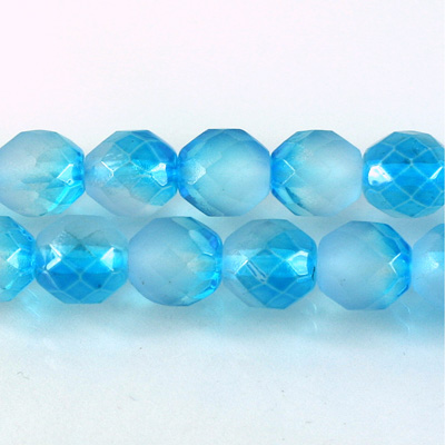 Czech Glass Fire Polish Bead - Round 10MM AQUA 93960