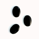 German Plastic Flat Back Buff Top Cabochon - Oval 14x10MM JET