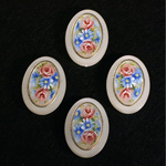 German Plastic Porcelain Decal Painting - Flowers (2051) Oval 25x18MM MATTE CRYSTAL ON MATTE CRYSTAL