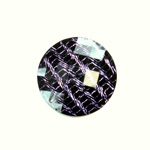 Plastic Flat Back Striped Rauten Rose - Round 25MM DYED PURPLE on BLACK