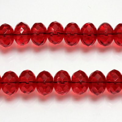 Czech Glass Fire Polish Bead - Rondelle Donut 09x6MM RUBY