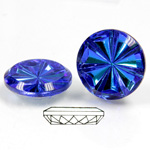 Glass Flat Back Pinwheel Round 18MM CRYSTAL HELIO BLUE