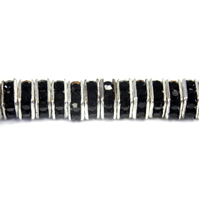 Czech Rhinestone Rondelle - Square 04.5MM JET-SILVER