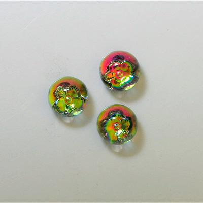 Glass Flat Back 3/4 Ball with Flower - 08MM IRIDIS