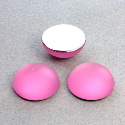 Plastic Flat Back Foiled Cabochon - Round 20MM MATTE ROSE