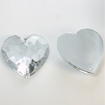 Plastic Flat Back 2-Hole Foiled Sew-On Stone - Heart 25MM CRYSTAL