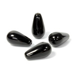 Czech Pressed Glass Bead - Smooth Pear 15x8MM JET