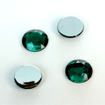 Plastic Flat Back Foiled Rose Cut Rhinestone - Round 13MM EMERALD