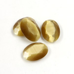 Fiber-Optic Flat Back Stone with Faceted Top and Table - Oval 14x10MM CAT'S EYE LT BROWN