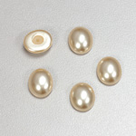 Glass Medium Dome Pearl Dipped Cabochon - Oval 12x10MM CREME