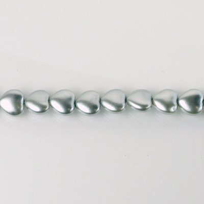 Czech Glass Pearl Bead - Heart 06x6MM LT GREY 70483
