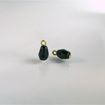 Glass Fire Polish Bead with 1 Brass Loop - Pear Shape 07x5MM JET