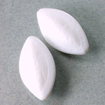 Plastic Engraved Bead - Fancy Oval 31x16MM CHALKWHITE