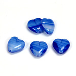 Czech Pressed Glass Bead - Smooth Heart 12x11MM PORPHYR SAPPHIRE