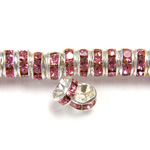 Czech Rhinestone Rondelle - Round Wavy 05MM ROSE-SILVER