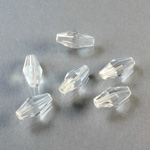 Plastic Bead - Faceted Elongated Bicone 12x6MM CRYSTAL