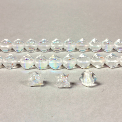 Czech Pressed Glass Bead - Smooth Bicone 06MM CRYSTAL AB