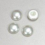 Glass Medium Dome Pearl Dipped Cabochon - Round 13MM WHITE