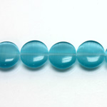 Fiber Optic Synthetic Cat's Eye Bead - Smooth Lentil Round 12MM CAT'S EYE AQUA