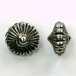 Metalized Plastic Engraved Bead - Round 16MM ANT SILVER