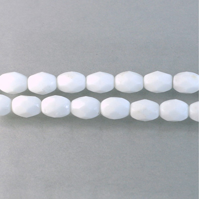 Czech Glass Fire Polish Bead - Oval 07x5MM CHALKWHITE