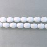 Czech Glass Fire Polish Bead - Oval 07x5MM CHALKWHITE