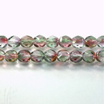 Czech Glass Fire Polish Bead - Round 06MM GREEN-ROSE 91001