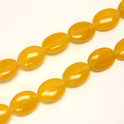 Gemstone Bead - Smooth Flat Oval 14x10MM Dyed QUARTZ Col. 38 AMBER