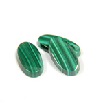 Gemstone Flat Back Single Bevel Buff Top Stone - Oval 18x9MM MALACHITE