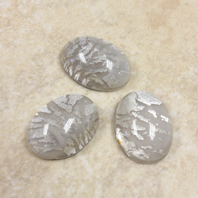 Glass Medium Dome Lampwork Cabochon - Oval 18x13MM OPAL GREY (05121)