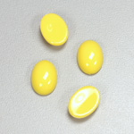 Plastic Flat Back Opaque Cabochon - Oval 14x10MM BRIGHT YELLOW