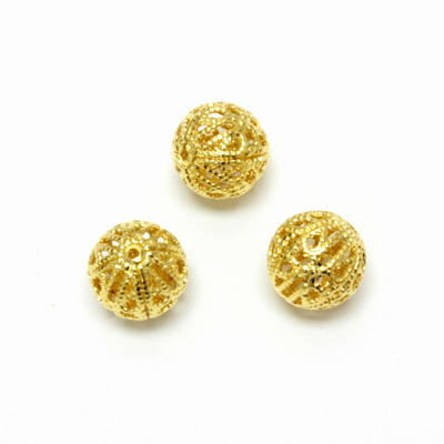 Brass Bead - Filigree Round 10MM RAW Unplated