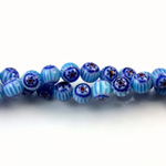 Glass Millefiori Bead - Round 06MM LT BLUE BLUE RED (06)
