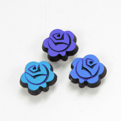 Glass Flat Back Foiled Mirror - Rose 10MM MATTE JET AB