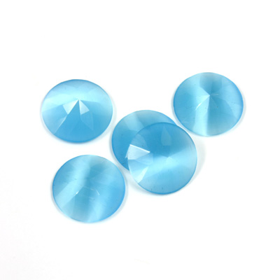 Fiber-Optic Flat Back Cabochon - Rauten Rose Round 11MM CAT'S EYE AQUA
