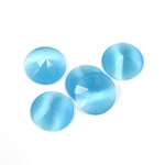Fiber-Optic Flat Back Cabochon - Rauten Rose Round 11MM CAT'S EYE AQUA