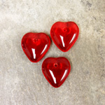 Czech Pressed Glass Pendant - Smooth Puff Heart 12MM RUBY