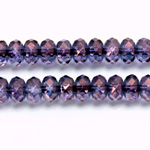 Czech Glass Fire Polish Bead - Rondelle Donut 07x4MM 1/2 Coated CRYSTAL/PURPLE
