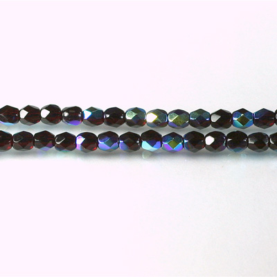 Czech Glass Fire Polish Bead - Round 04MM GARNET AB