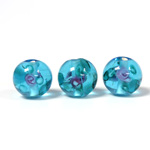 Czech Glass Lampwork Bead - Smooth Round 12MM Flower ON AQUA