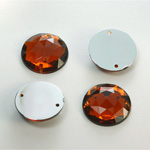 Plastic Flat Back 2-Hole Foiled Sew-On Stone - Round 18MM SMOKE TOPAZ