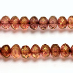 Czech Glass Fire Polish Bead - Rondelle Donut 09x6MM LUMI COATED ROSE