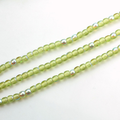 Czech Pressed Glass Bead - Smooth Round 03MM OLIVINE AB