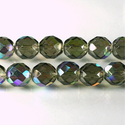 Czech Glass Fire Polish Bead - Round 10MM BLACK DIAMOND AB