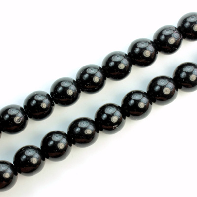 Czech Pressed Glass Bead - Smooth Round 08MM JET