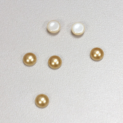 Glass Medium Dome Cabochon Pearl Spray Finish - Round 06MM GOLD
