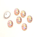 Glass Medium Dome Foiled Cabochon - Coated Oval 08x6MM ROSALINE AB