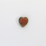 Gemstone Flat Back Carved Scarab - Heart 09x8MM EPIDOTE