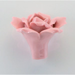 Ceramic Flower - Rose with Hole Finial Top 37MM PINK