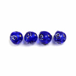 Czech Glass Lampwork Bead - Irregular 08MM COBALT with Swirl Design 30387